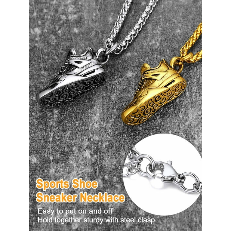 U7 Cool Sport Jewelry Stainless Steel Silver Running Shoe Pendant Necklace for Boys