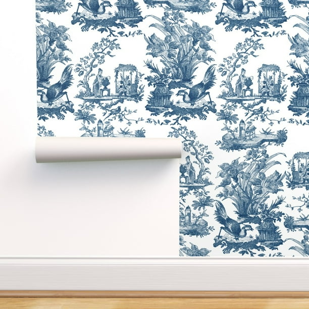 Peel-and-Stick Removable Wallpaper Chinoiserie Toile Antique Bird