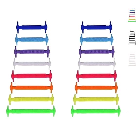 16Pcs No-Tie Silicone Shoelaces for Kids Adults Sneakers Running Casual Shoes Elastic Shoe Laces