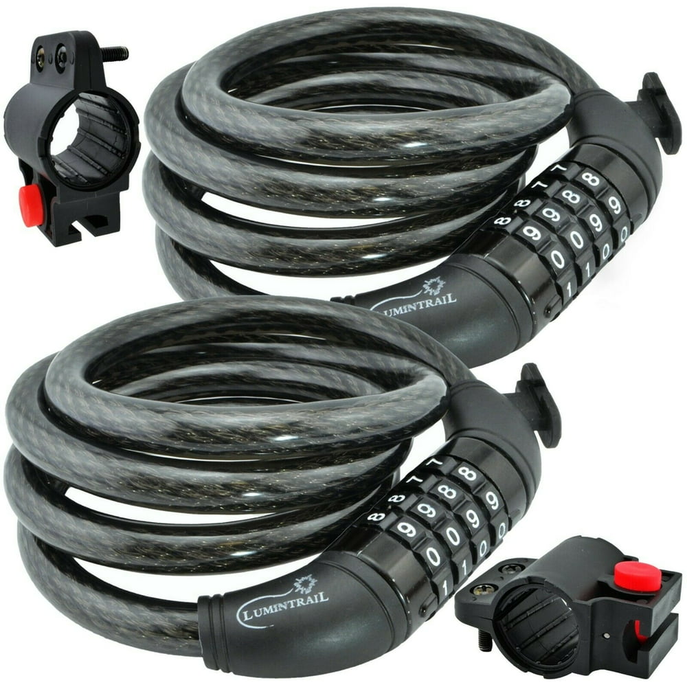 Lumintrail Bike Cable Lock, Self Coiling 12mm Braided Steel Cable