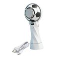 thumbnail image 2 of Ventilador portátil mano con forma balón fútbol, ​​recargable, con 6 velocidades y hielo para oficina, camping y hogar. Blanco, 2 of 8