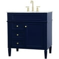 thumbnail image 4 of Pemberly Row Meuble-Lavabo de Salle de Bain Moderne à Dessus en Marbre Simple de 32 Pouces en Bleu, 4 of 16