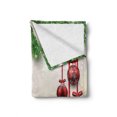 thumbnail image 2 of Christmas Soft Flannel Fleece Blanket, Xmas Traditional Winter Season Theme Fir Twigs and Vibrant Balls Graphic Print, Cozy Plush for Indoor and Outdoor Use, 70" x 90", Green and Red, by Ambesonne, 2 of 6