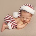 thumbnail image 5 of Accesorios de fotografía navideña para bebés recién nacidos Trajes fotográficos Disfraz navideño Sombrero de Papá Noel de Navidad 2 piezas Sombrero Pantalones para niños Niñas Conjunto de sesión de fo, 5 of 5