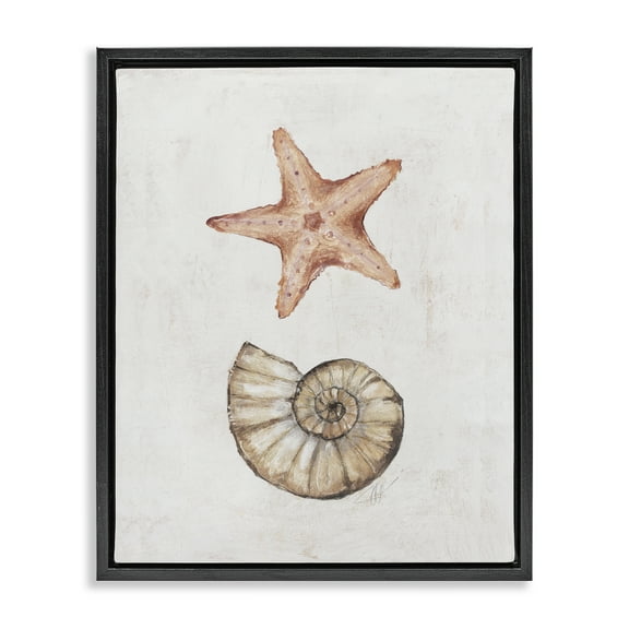 Stupell Industries Subtle Sea Life Nautical & Beach Painting Black Floater Framed Canvas Art Print Wall Art, 17 x 21
