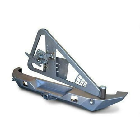 Poison Spyder Brawler Full Width Rear Bumper with Tire Carrier, Light Provisions and Shackle Tabs (Bare) - 17-62-050-DL