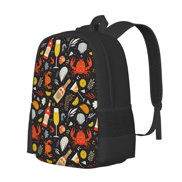 Balery Seafood And Drinks Mochila para hombre y mujer - Tela Oxford 600D resistente - Gran capacidad, resistente al agua, ideal para la escuela, viajes y senderismo