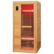 Gymax 1 Person Far Infrared Wooden Sauna Room w/ Bluetooth Speakers 9 Carbon Heaters