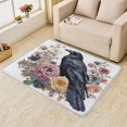 thumbnail image 2 of Crow Rug, Birds Area Rug 4x5, Flowers Rugs for Bedroom, Rugs Low Pile Washable Stain Resistant Easy Clean for Dining Room, Living Room Soft Carpet Decor Km&-304, 2 of 7