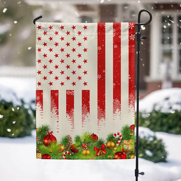 FLAGWIX Merry Christmas American Flag TPT2297F Garden Flag 11.5" x 17.5" - Decorative Indoor Outdoor Flag
