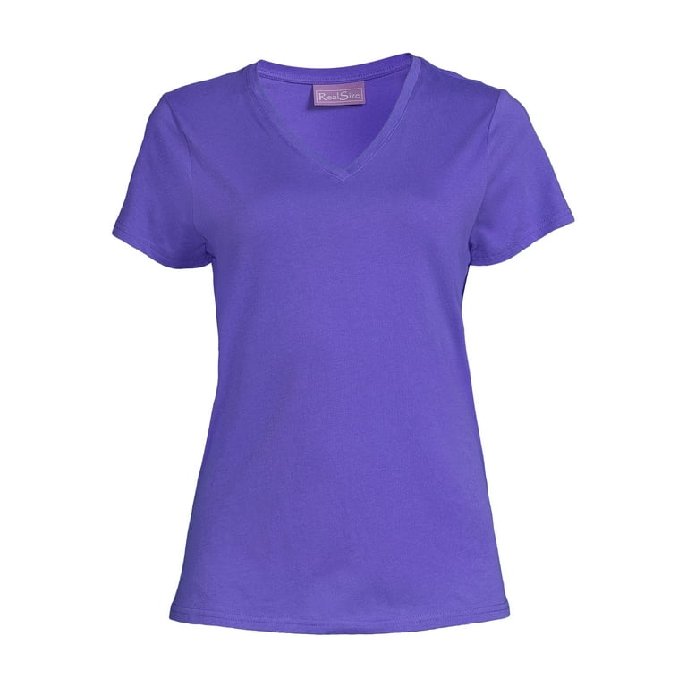 RealSize V-Neck Cotton Tee - Short Sleeve Hip-Length Shirt