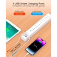 thumbnail image 4 of Cable de extensión Power Strip de 10 pies, 6 enchufes, 4 USB Mifaso, paquete de 2, 4 of 7
