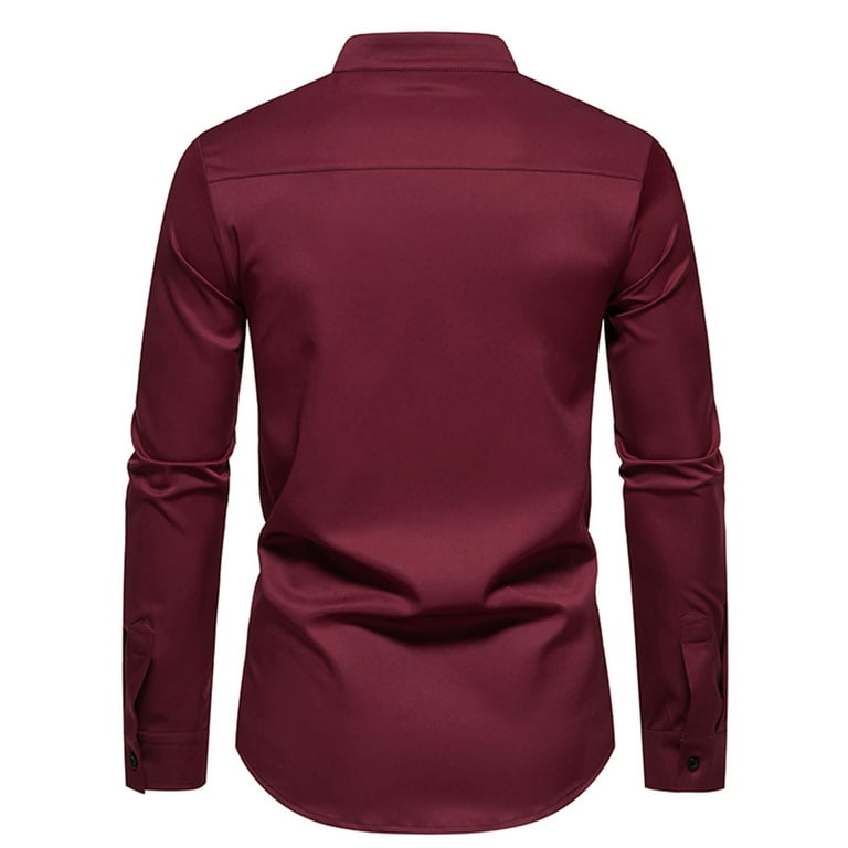 Solid Stretch Shirt  Maroon Slim Fit Cotton Shirt for Men – Senses India