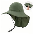 thumbnail image 2 of Nestiefly UPF 50+ Sun Hat with Neck Flap Wide Brim Bucket Hats Breathable Fishing Hiking Gardening Safari Hat for Men Women Army Green One Size, 2 of 7