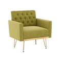 thumbnail image 4 of S-HOME Modern Velvet Armchair Single Sofa in Gold Legs and Tufted Design for Living Room or Bedroom, Green, 4 of 6