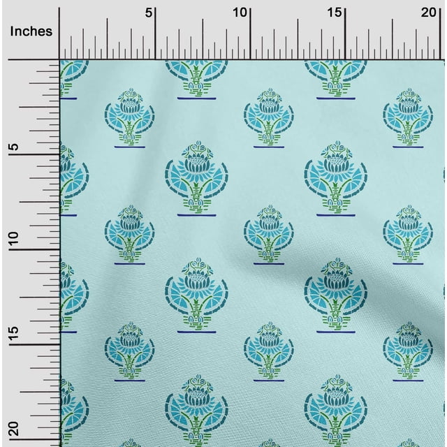 oneOone Cotton Poplin Fabric Floral Block Decor Fabric Printed BTY 42 Inch Wide