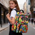 thumbnail image 3 of Xixirimido Kids Backpack for Boys Girls Preschool Elementary Students Bookbag 17inch Large School Bag Multi-pocket Lightweight Backpacks, Floral Dachshund Dog, 3 of 3