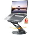 thumbnail image 1 of Nulaxy Telescopic 360 Rotating Laptop Stand for Desk Adjustable Height Swivel Pull Out Design Ergonomic Laptop Riser Standing Desk Converter Fits All 10-17" Laptops Computer MacBook,, 1 of 8