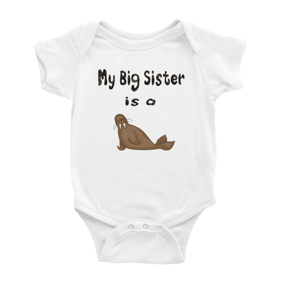 My Big Sister Is A Seal Cute Baby Bodysuit Boy Girl