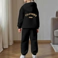 thumbnail image 5 of Bysome Toddler Girls Outfit Set Child Boys Long Sleeve Solid Warm Hoodie Pullover Tops Pants Kids Outfits Sweat Suit Long Sleeve Crew Neck Cute Print Girl 2 Pieces Clothes Set Black Size 2-3 Years, 5 of 7