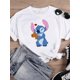 thumbnail image 1 of Disney Watercolor Lovely Style Short Sleeve Women Print Clothing Stitch Casual Tee Shirt Fashion Cartoon Graphic T-shirtsM Gao Jinjia LED, 1 of 2