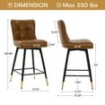 thumbnail image 6 of 26"Bar Stools Set of 4, 360°Swivel Counter Height Bar Stools Faux Leather Upholstered Barstools with Back & Metal Legs Bread grid Counter Height Barstools for Bar Kitchen Dining Room Brown, 6 of 12