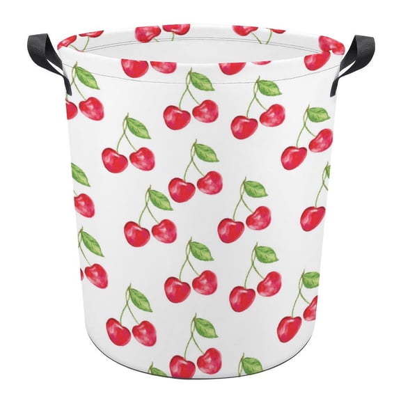 Red Cherry Print Foldable Laundry Basket for Clothes Storage Hamper