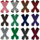 thumbnail image 3 of Nvzi Guantes largos sin dedos a rayas, calentadores de brazos tejidos de invierno para punk rock, cosplay, gótico y fiestas navideñas, azul oscuro, 3 of 5