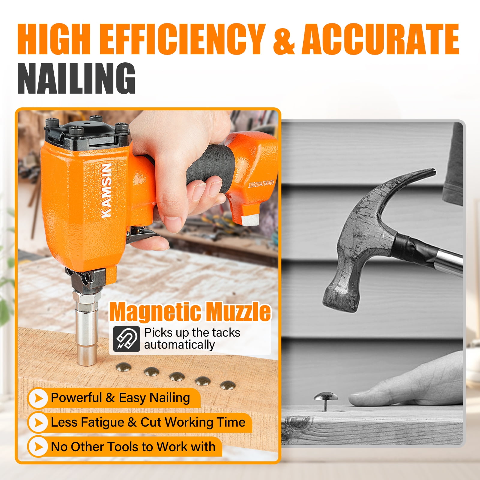 KAMSIN K1170 Pneumatic Decorative Nailer, Air Finish  Gun for Thumbtack Furniture Tacks