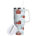 thumbnail image 2 of 40 oz Insulated Stainless Steel Tumbler Double Wall Stainless Steel Tumbler with 2-Way Drinking Watercolor Snowman and Red Barn, 2 of 9