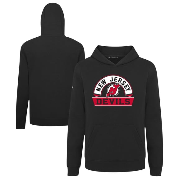 Youth Levelwear Black New Jersey Devils Podium Banner Arch Pullover Hoodie