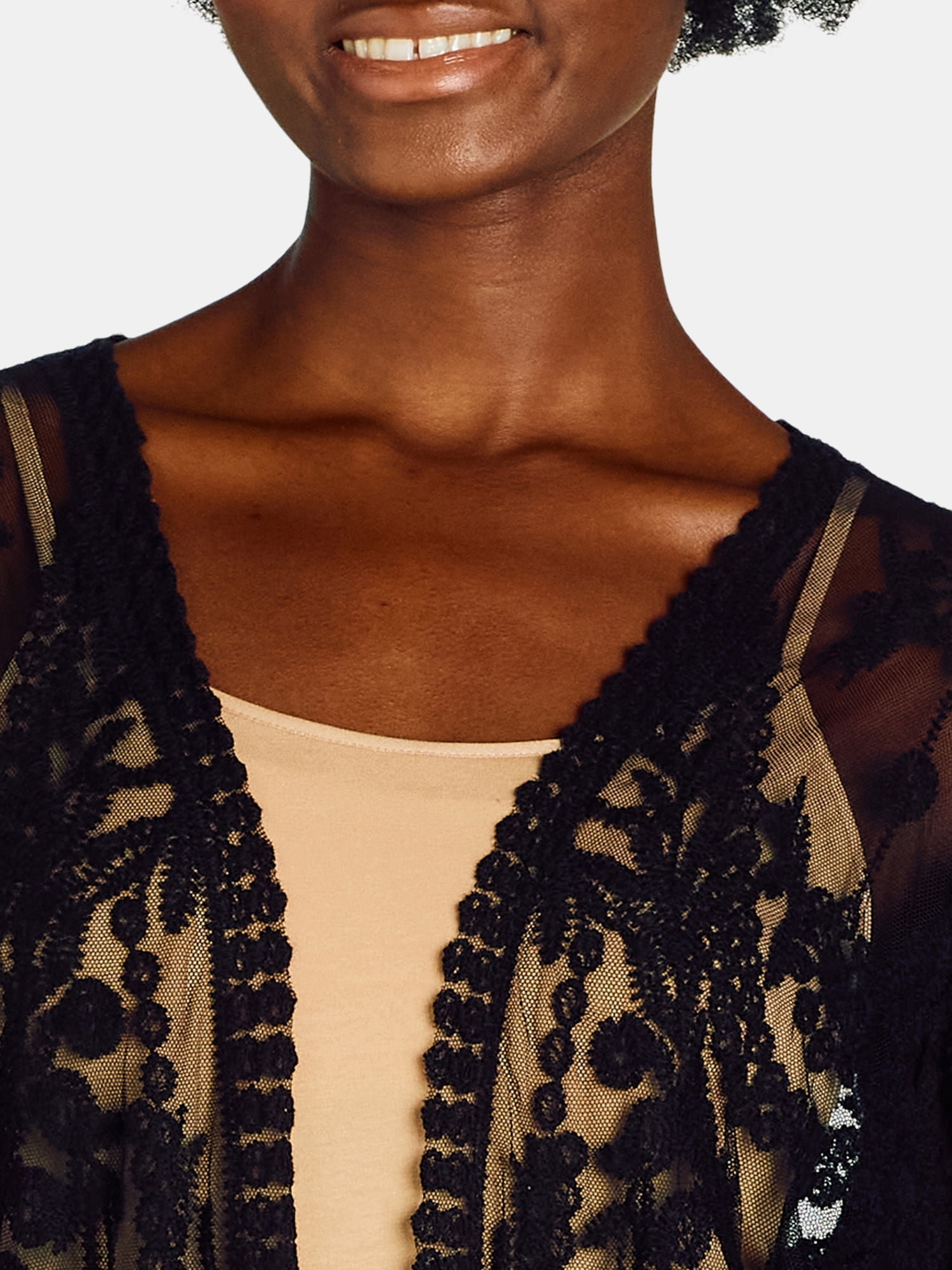 Time and Tru Women’s Open Front Lace Coverup, Sizes S-XXL