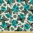 thumbnail image 2 of Ambesonne Butterflies Fabric by the Yard Microfiber, Striped Spring Insect, 3 Yards, Sky Blue Black White, 2 of 2