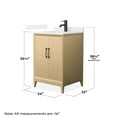 thumbnail image 4 of Janna 24" White Oak Single Vanity & White Quartz Top (1-Hole) & Black Trim, 4 of 5
