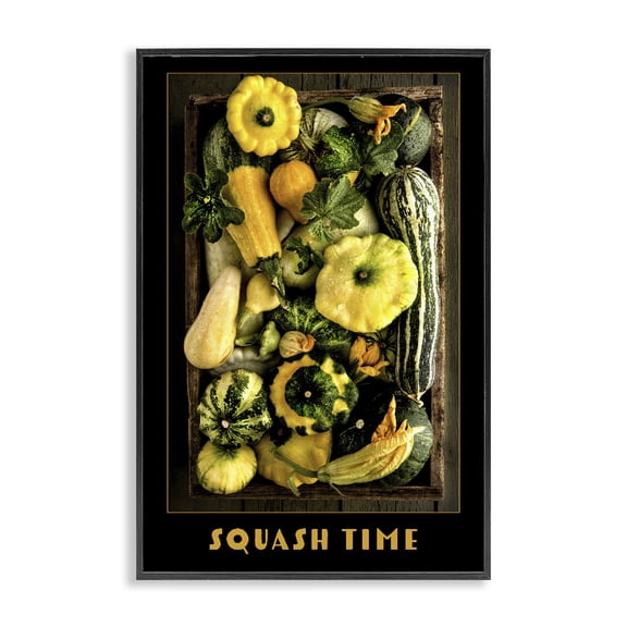 Stupell Industries Farmhouse Squash Time Vibrant Vegetables Black Framed Giclee Art, 12 x 18, by Carl Kravats