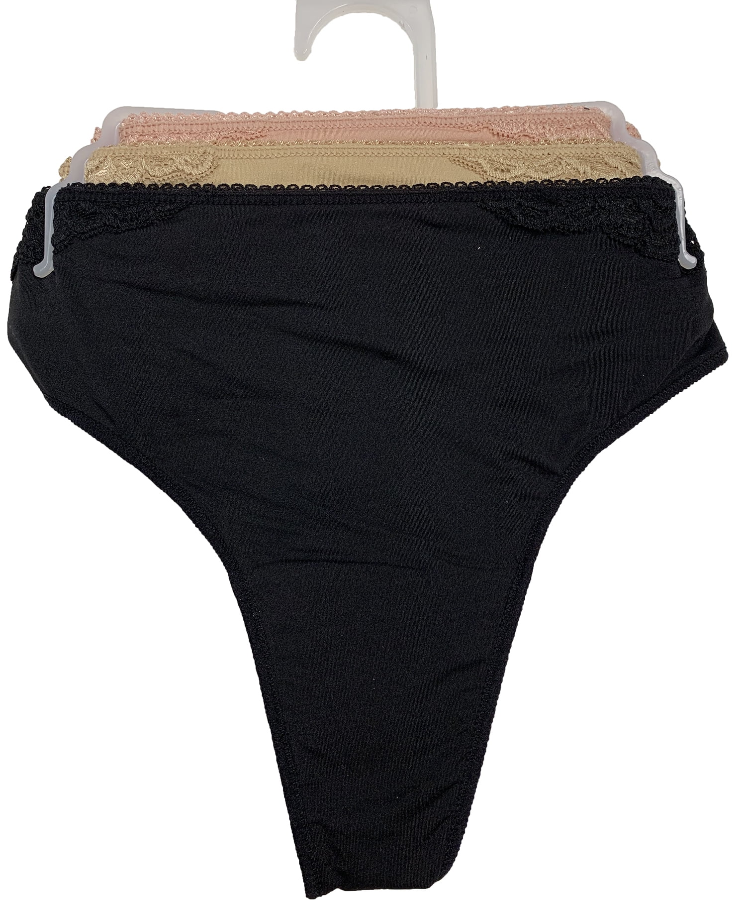 Secret Treasures Women's microfiber lace thong panties, 3 pack
