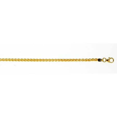 - 18k Yellow Gold 2.5mm Solid Wheat Chain Necklace - Length: 16 to 30