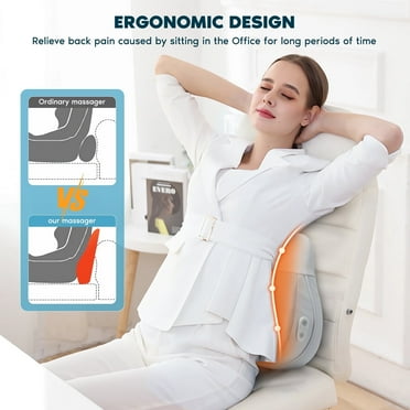 AMONSEE Soft Cordless Back Massager with Heat Rechargable 3D Kneading Neck Massager Pillow for Pain Relief