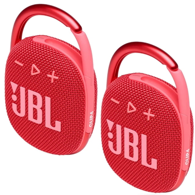 Altavoz Bluetooth JBL Clip 4, impermeable, paquete de 2 unidades, rojo
