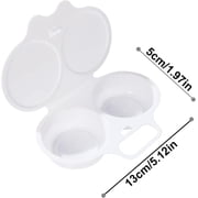 Microwave Egg Poacher, 13 x 5 cm, 2-Cavity Non-stick Cooker with Lid, Double Drain Poached Cups Cookware, White