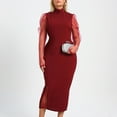 thumbnail image 6 of IROINNID Sheath Dress For Women Strapless Long Sleeve Sexy Slim-fit Bag Hip Plus Size Dress Round Neckline Solid Color Dress, 6 of 9