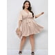 thumbnail image 2 of Vestido de verano SCOMCHIC para mujer, talla grande, manga corta, beige, 2 of 6