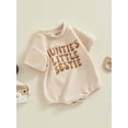 thumbnail image 4 of Yunliwuli Infant Baby Summer Jumpsuit Letter Print Round Neck Short Sleeve Romper Toddler T-Shirt Clothes, 4 of 10