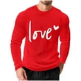thumbnail image 7 of EchfiProm Mens T shirts Valentine Waffle Shirts Red Basic Long Sleeve Love Graphic Tops for Young Mens M, 7 of 7