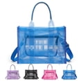 thumbnail image 2 of XXXFLOWER Clear Tote Bag for Women - PVC The Tote Bag Crossbody Bags Zipper Closure for Stadium, Travel, Beach(Dark Blue), 2 of 9