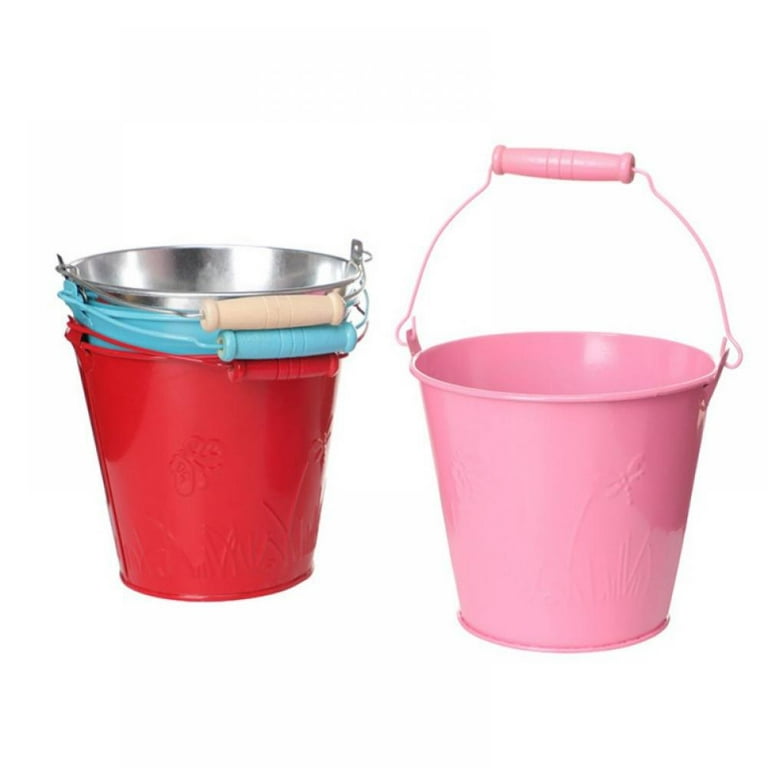 Small Metal Buckets with Handles, Garden Planters,Kids Beach Sand Bucket  Decorative Easter Pails for Party Favors ,5.7 in