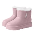 thumbnail image 6 of Viluyesy Womens Ankle Snow Boots Round Toe Thick Platform Sole Plush Lined Side Zipper Casual Winter Outdoor Boots Pink Size 7, 6 of 7