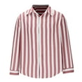 thumbnail image 4 of YLSDY Casual Men’s Button-Down Long Sleeve Shirts Striped Dress Shirts Cotton Linen Beach Tops Flip Collar Summer Fashion Shrits Pink L, 4 of 6