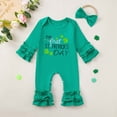 thumbnail image 2 of mgoYE Baby Girl Valentines Outfit Newborn Long Sleeve Onesie Letter Print One Piece Jumpsuit Romper Cute Spring Clothes(Green,6-12 Months), 2 of 9