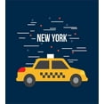 thumbnail image 3 of Ambesonne New York Taxi Duvet Cover Sets, City Cab with Stars, 2-Twin, Night Blue and Earth Yellow, 3 of 4